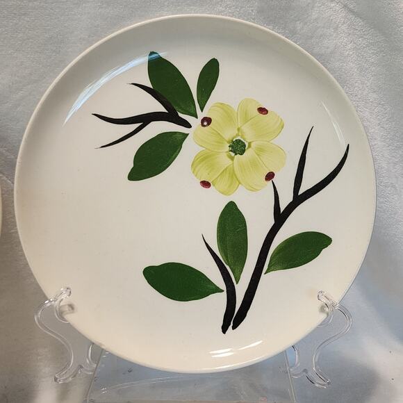 Vtg Blue Ridge Southern Potteries 3 Chartreuse 9" Dinner Plates Hand Painted - Picture 3 of 16